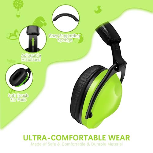 Image of ZOHAN Kids Ear Protection 3 Pack, 25dB NRR Noise Cancelling Headphones for Kids, with Pillowy Pads, for Monster Truck, School, Autism, Sensory, Fireworks, Concerts, Events (Green*3)