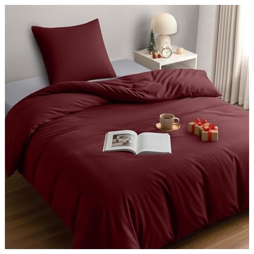 Utopia Bedding Bettwäsche 135x200 Set - Mikrofaser Bettbezug 135x200 cm + 1 Kissenbezug 80x80 cm - Burgund