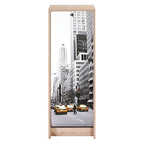 ACTUAL DIFFUSION Boost Classeur à Rideau Chêne Naturel Hauteur 104 cm-Coloris-Scene New York 504, 38,5x38x103,8 cm