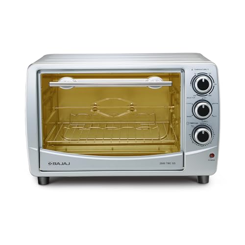 Image of Bajaj 2800TMC 28 Litre Oven Toaster Griller (OTG 28L)|1200 Watts Convection Oven For Kitchen|Motorised Rotisserie|Roasting & Grilling|Temp & Timer Control|Baking Accessories|2-Yr Warranty Bajaj|Black
