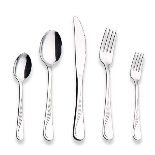 Berglander Conjunto de talheres de aço inoxidável 30 peças, conjunto de pratos e talheres, conjunto de talheres, serviço para 6
