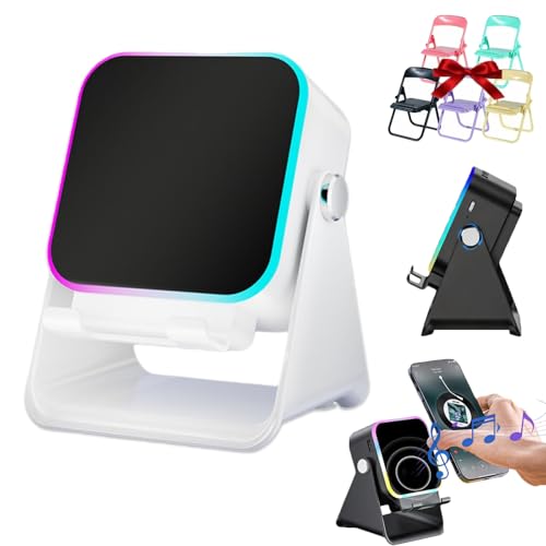 Wireless Induction Audio Speaker Stand with Bluetooth Phone Holder, 5-in-1 Charging Station for iPhone for iPad, Magnetic Adjustable Dock, Portable Home & Desk Gadgets Gifts for Men Women (White)