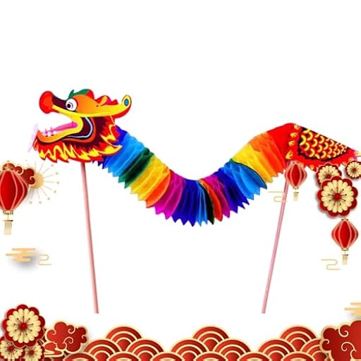 Njidher Guirnalda de dragón de papel chino - 2024 pequeño kit de manualidades para el Año Nuevo Chino - Regalo de papel de baile de dragón, accesorio de fiesta de primavera | Ya disponible en tu tienda friki favorita! En mundofriki.es!