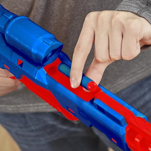Image of Alpha Strike Wolf LR-1 Blaster with Targeting Scope, 12 Darts, Blue and Red, Toy for Kids Teens and Adults
