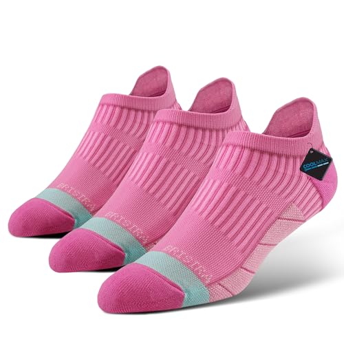 Image of BRISIRA Coolmax Bamboo Viscose Women Compression Running Ankle Socks No Show Athletic Wicking Thick Cushioned Arch Support