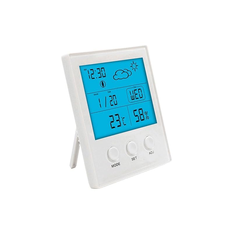 Digital Temperature Humidity Meter with Alarm Clock for Indoor Use in Household Applications