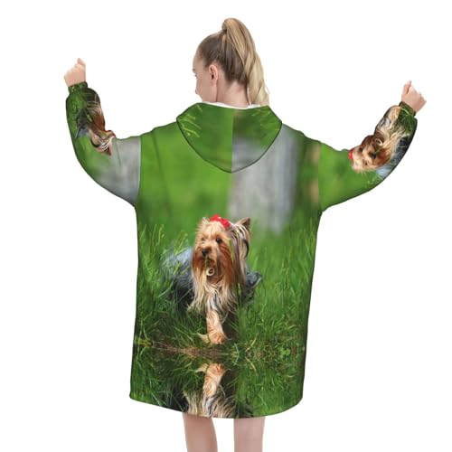 Couverture à capuche Yorkshire Terrier pour femme en flanelle - 6