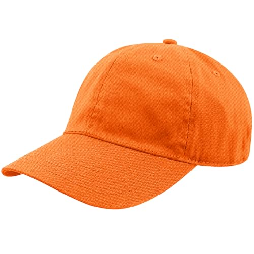 Unisex Classic Baseball Cap | Low Profile Soft Top Unstructured Cotton Baseball Cap | Adjustable Size Buckle for Women Men - Orange