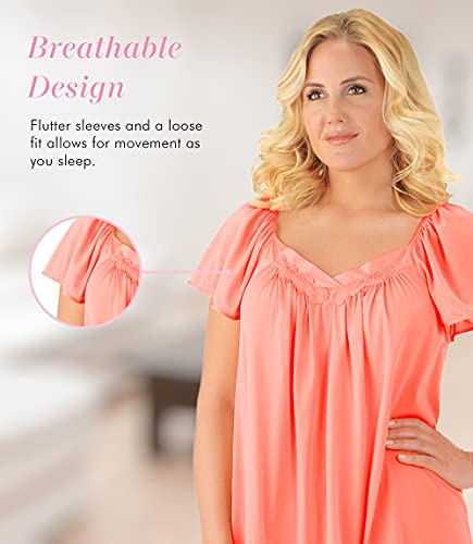 Image of Exquisite Form 30109 Women's Nylon Tricot Flutter Sleeve Short Knee Length Nightgown