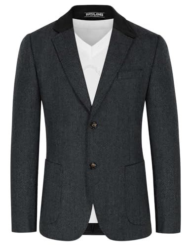 Image of PJ PAUL JONES Mens Herringbone Blazer Vintage Tweed Wool Blend Sport Coat Jacket