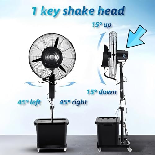 25/30 Inch Pedestal Misting Fan with Water Spray - Adjustable Outdoor Fan for Warehouses & Venues - High-Performance Mist Cooling System