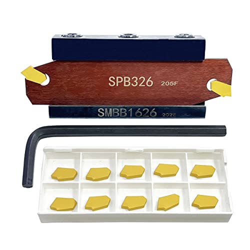 ASZLBYM Lathe Turning Tools Slotted SPB26-3 Cutting Insert Lathe CNC SPB Grooving Cut-Off Tool with 12 pcs SP300 Carbide Inserts and 1pc SMBB1626 Grooving Parting Blade Plate