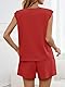 Tankaneo Damen Zweiteiler Sommer Outfits Einfarbig Hosenanzug Tank Top und Shorts Set Elastische Taille Sport Trainingsanzug Elegant Loungewear Set Rot M