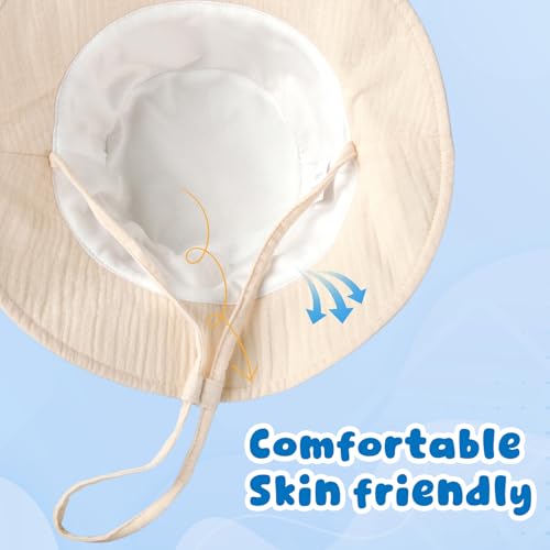 Image of Muslin Baby Sun Hat Sun Protection Baby Toddler Bucket Hats for Boys Girls