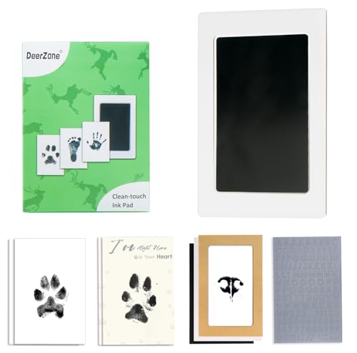 DeerZone Inkless Paw Print Kit Dog Paw Print Kit Dog Nose Print Kit Clean Touch Ink Pads and Imprint Cards Pet Paw Print Impression Kit for Dogs Cats Footprint Keepsake
