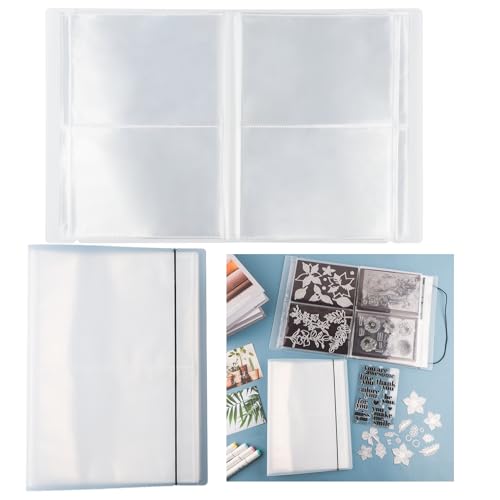Image of BAOFALI 20 Pages80 Pockets /1Set Large Clear Sticker Photo Storage Album; Stamp & Cutting Dies Storage Book Organizer Folder for Postcards Stickers, Photo, Clear Stamps, and Cutting Dies