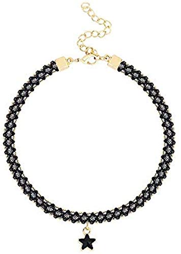 Preisvergleich Produktbild CKAWM Halskette Klassische Schwarze Sexy Schlüsselbeinkette Weiblich Einfache Kurze Stern Anhänger Halskette Halsband Halsband Halsband