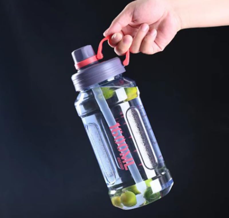 Image of 2.1 Liter Motivational Sports Gym Bottle Daily water intake with Time Markings BPA-Free. Leak proof For adults For Gym, Travel And office - (Transparent Black)