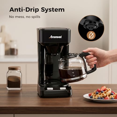 Image of 12 Cup Programmable Coffee Maker, 24-Hour Delay Brew, Drip Coffee | Large 1.8L Water Tank, Drip Coffee Machine with Glass Carafe & Reusable Filter, Measuring Spoon, 4-Hour Auto Keep Warm,Black
