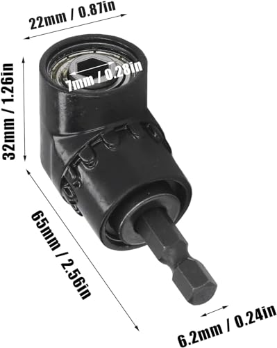 105 Degree Right Angle Drill Adaptor 1/4 Inch Short Drills Attachment Extension Driver (A3)