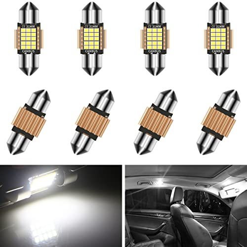 YONGMING C5W Led Des ampoules Festoon Canbus 31mm 7500K Blanc,Anti Erreur Pour le dôme intérieur de la voiture,Lumière de lecture,Plaque d’immatriculation du coffre,Paquet de 8 Cover