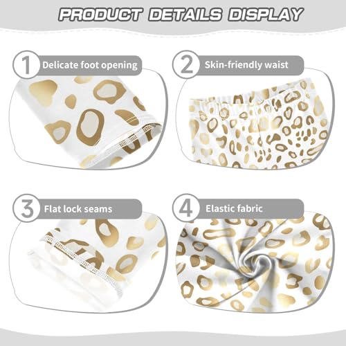 Gold Leopard Skin Print Girls Casual Leggings for Kids Printed Long Pant Bottoms Stretch and Soft3