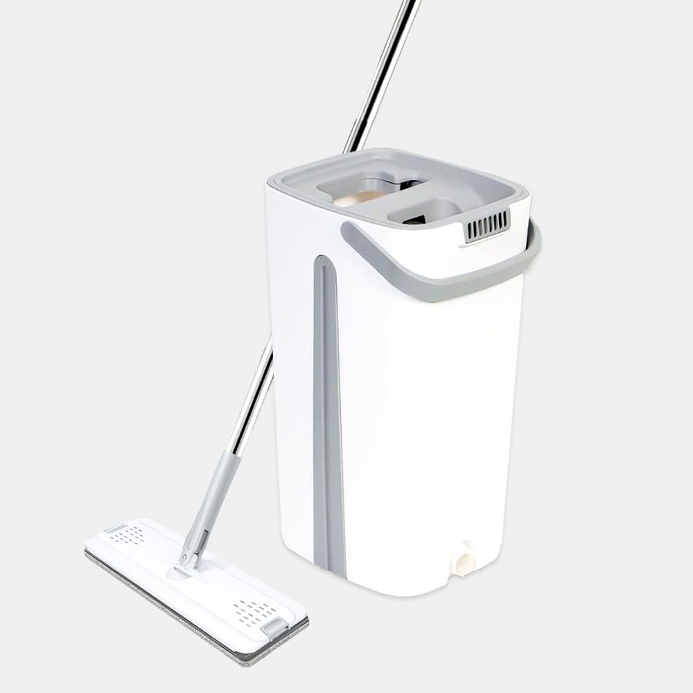 STELLIX Plastic Mop with Bucket for Floor Cleaning|Flat Mop with Telescopic Stick for Cleaning Floor|Wet & Dry Cleaning Operation with Self Clean System|Equipped with 2 Microfiber Pad|Large Premium 1 STELLIX Plastic Mop with Bucket for Floor Cleaning|Flat Mop with Telescopic Stick for Cleaning Floor|Wet & Dry Cleaning Operation with Self Clean System|Equipped with 2 Microfiber Pad|Large Premium 1
