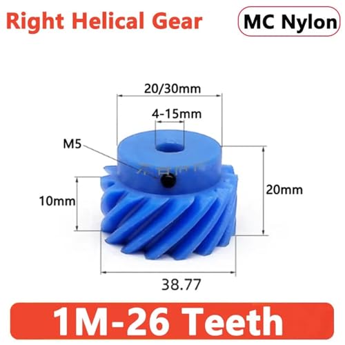 Engrenage hélicoïdal à droite 1M 26 dents pour éliminer le bruit de transmission alésage 6.35mm