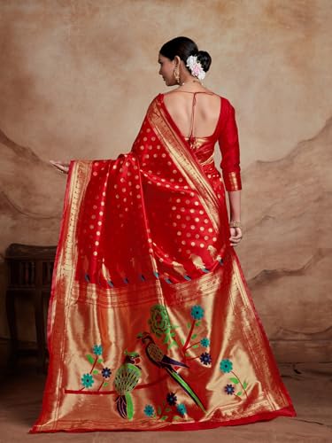 Image of EthnicJunction Women's Silk Blend Woven Paithani saree With Blouse Piece | Wedding Saree | Heavy Saree