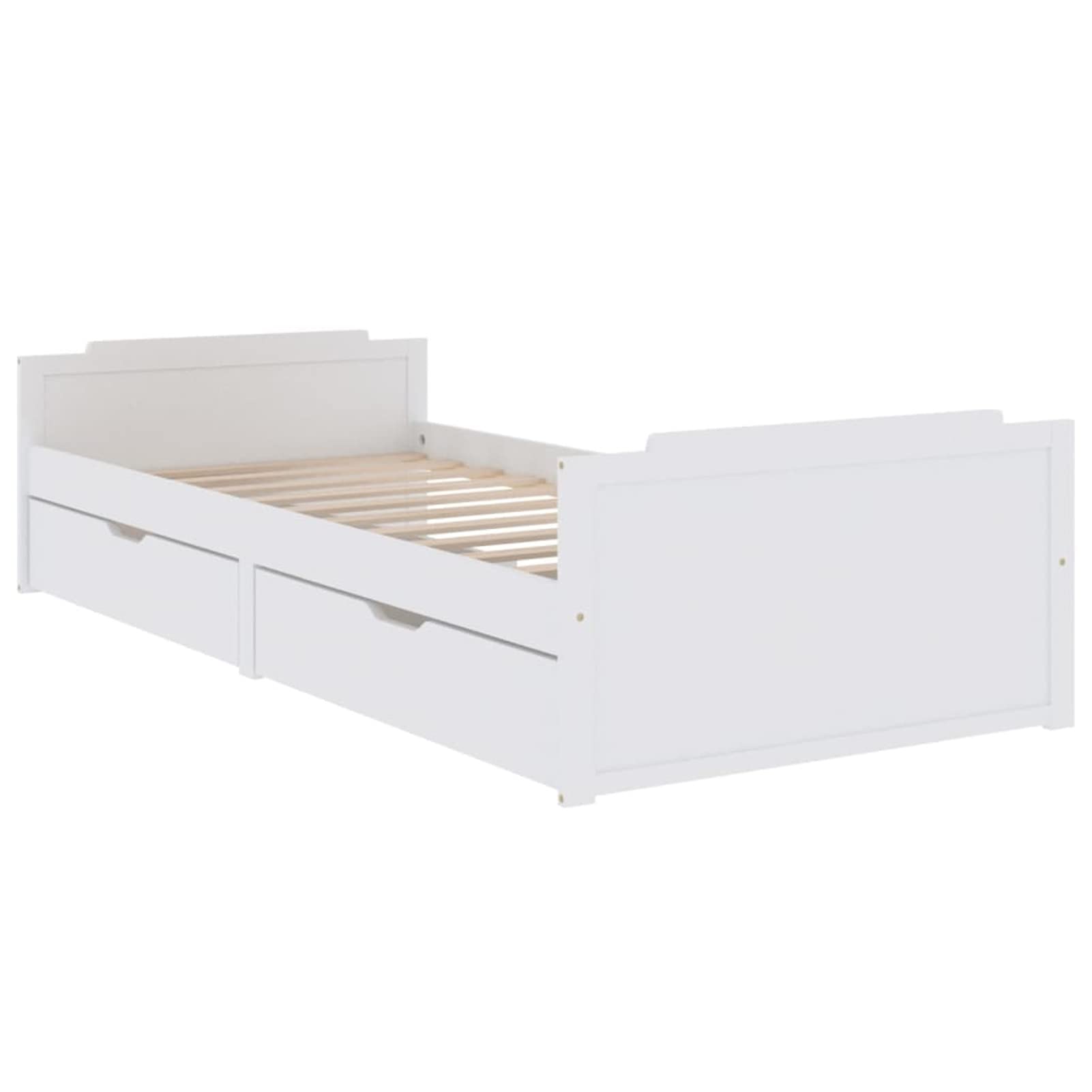 Festnight Estructura de Cama Individual Infantil de Madera Maciza con 2 cajones y Somier, 90 x 200 cm Blanco