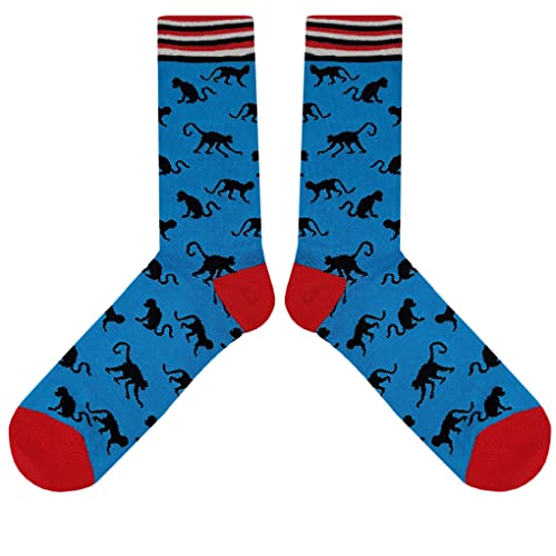 Monkey Stripe Dress Socks Funny Novelty Crazy Fun Design Men Size 8-12 Cotton Casual Crew Colorful Funky Fancy Socks Gift for Men2