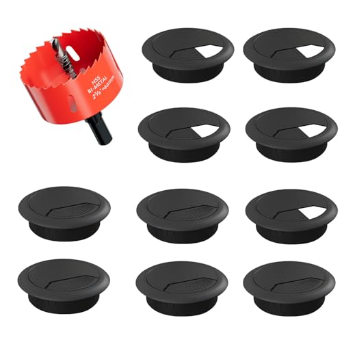 Desk Grommet & Cable Grommet 2-3/8 Inch (10 Pack) - Black Cord Ho...