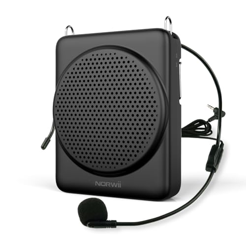 Norwii S368 Super-Mini Amplificador de Voz portátil con micrófono de Diadema y Cintura, Diseño Ligero y Compacto, micrófono Personal para Profesores, guías turísticos, amplificadores de Potencia PA