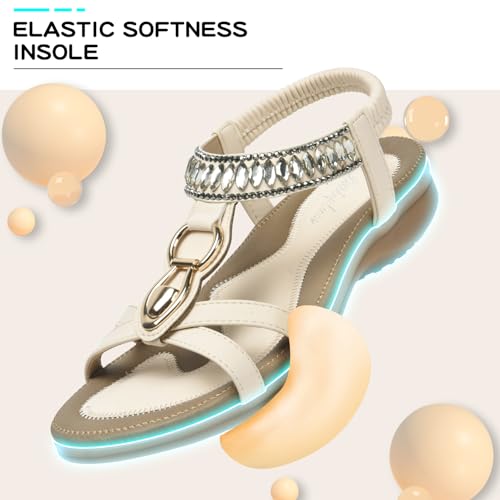 Image of Littleplum Womens Sandals Comfort Arch Support Sandals Summer Walking Shoes Casual Ankle Elastic Flip Flops Shoes
