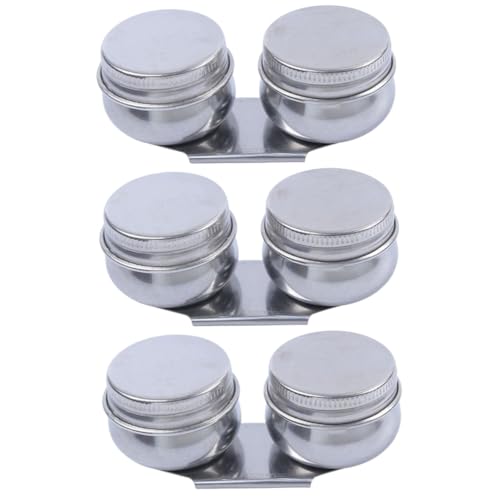 SHINEOFI 3 Piezas lapicero de acero inoxidable tazas con tapa aguarras taza de paleta de doble cucharón olla de aceite de pintura de cazo doble pintura de aceite tazas de paleta de aceite
