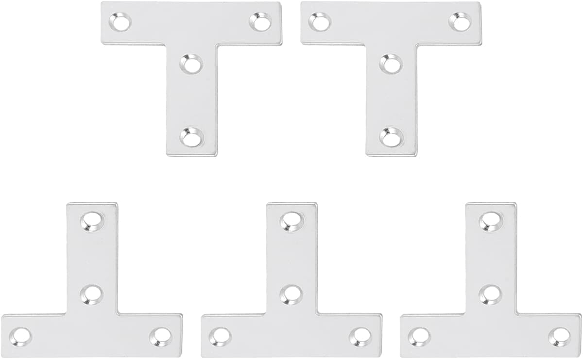 DTGN 1.97"x1.97"(HxW) T Brackets - 12Pack - Good for Furniture Mending Repair - Durable 304 Stainless Steel Fixing Brace Plates - Silver Tone
