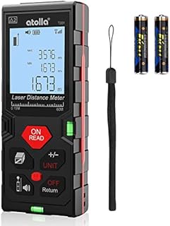 atolla Laser Entfernungsmesser messgerät bis zu 60m/±2mm Messung von Distanz Fläche Volumen mit M/In/Ft Datenspeicherfunktion(Bruchzahl möglich) LCD Hintergrundbeleuchtung Staub und Wasserschutz IP54