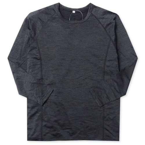 (チャコール M)紳士 メンズ 裏起毛 コンプレッション 長袖 インナー シャツ 肌着 下着 丸首 あったか 吸水速乾 ストレッチ yg-2656 メール便対応