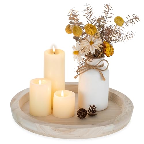 Romadedi Holz Tablett Kerzentablett Deko - 28.5cm Rund Kerzen Tablett...