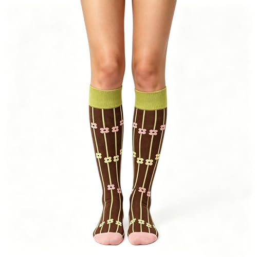 Image of Benefeet Womens Knee High Striped Checkered High Knee Socks Cotton Long Sports Tube Socks