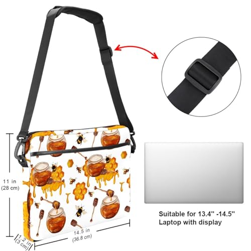 Maletín para laptop de 14 pulgadas con diseño de abejas multicolor 7