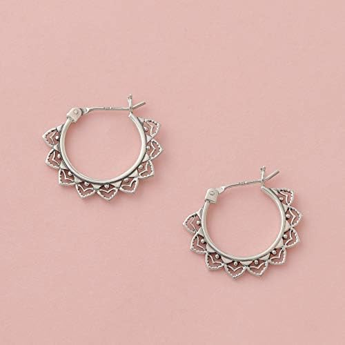 Boma Jewelry Sterling Silver Bali Style Boho Flower Hinged Snapback Hoop Earrings - Image 3