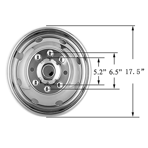 Image of 4pc 16 inch Polished Stainless Steel Dually Wheel Simulators, Nice Looking Bolt On 8 Lug Hubcaps 8 Hand Hole Compatible with Ford F350 1974-1998;E350 /E450 1992-2021;Dodge Ram 3500 1974-1999 608F