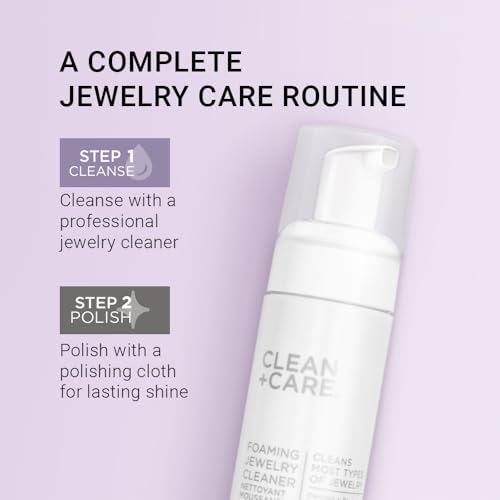 Clean + Care Foaming Jewelry Cleaner 5 Oz – Professional Jewelry Cleaning Foam for Rings, Necklaces, Bracelets, Earrings, Watches – Gold, Silver, Diamond Jewelry Care Solution