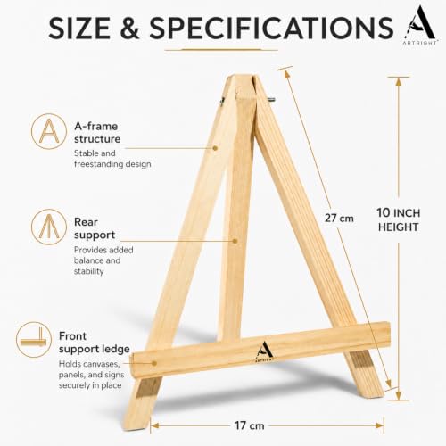 Image of Wooden Mini Easel Stand 10inch for Painting & Display Purposes, Small Handmade 10 Inch Canvas Stand for Painting, Presentations and Display Purposes (Set of 16)