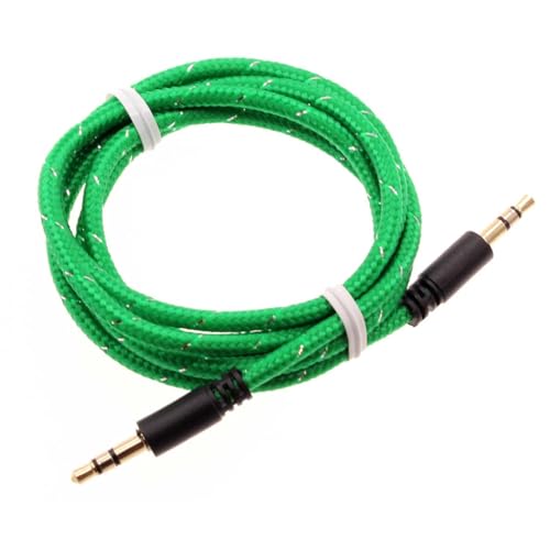 Cable auxiliar 3.5mm trenzado verde 1 metro miniatura 1