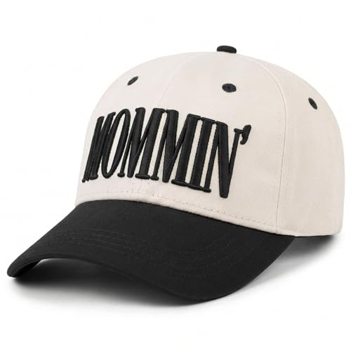 Image of Mommin Trucker Hat for Women, Vintage Two-Tone mom hat with Mommin 3D Embroidery, New Mom Gifts Mothers Day Outfits