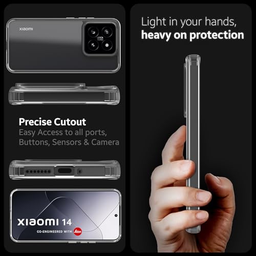 Image of KAPAVER Hybrid Series Back Cover Case Compatible with Xiaomi 14 (PC+TPU) (Clear)