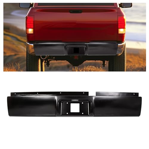 HECASA Rear Roll Pan Compatible with 2002-2009 Dodge Ram 1500 2500 3500 Full Size Pickup W/License Plate Part W/LED Light Kit Rollpan Steel Black