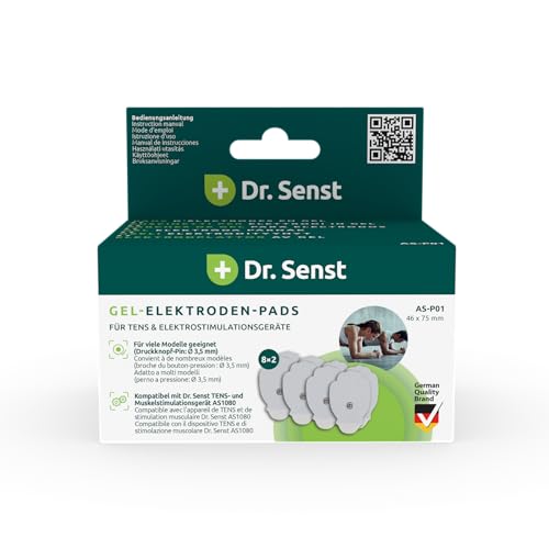 Dr. Senst Almohadillas de electrodo de gel | Compatible con TENS y dispositivos de estimulación muscular AS1080 | Tamaño de la almohadilla: 46,75 mm | Autoadhesivo
